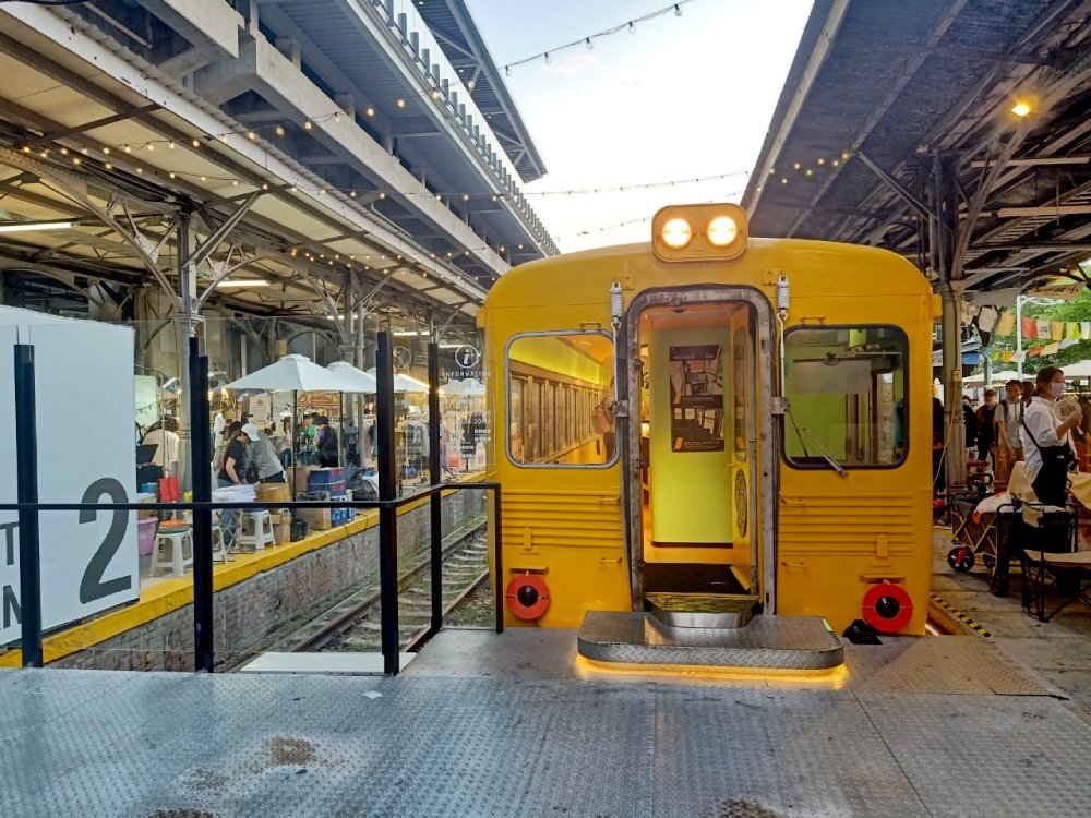 vintage train cafe at Taichung railway station.