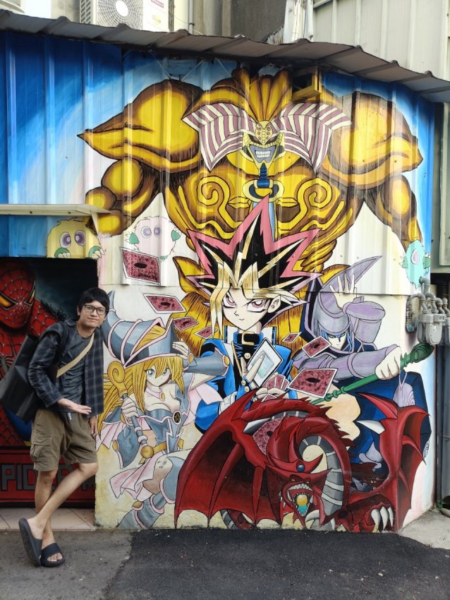 Yu-Gi-Oh mural at painted animation lane, Taichung
