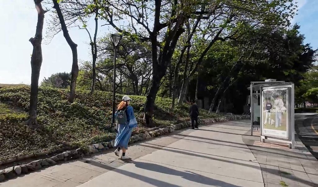 walking along the park in Taichung, Taiwan