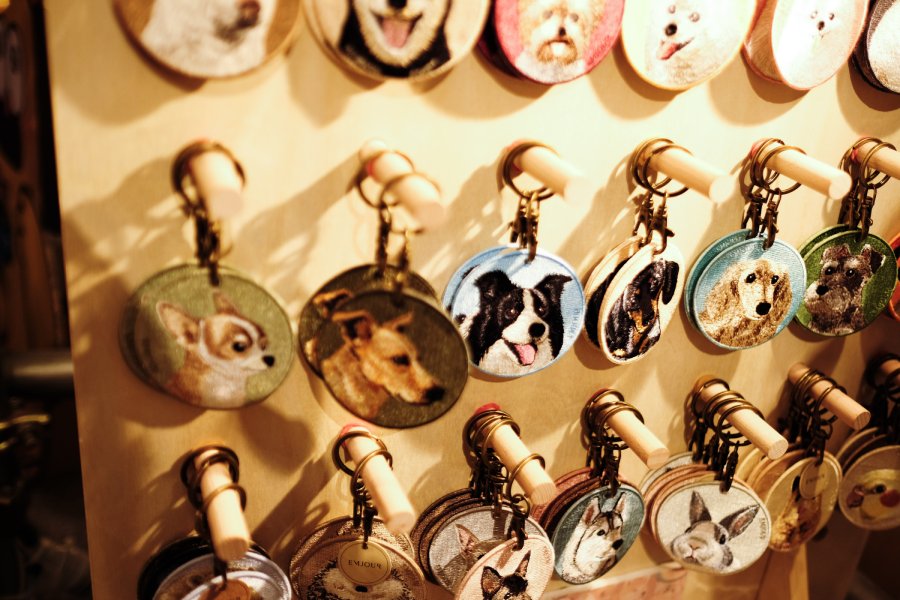 cute embroidery dog keychains