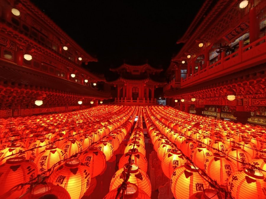 Sanfeng temple, Kaohsiung (temple with red lanterns)