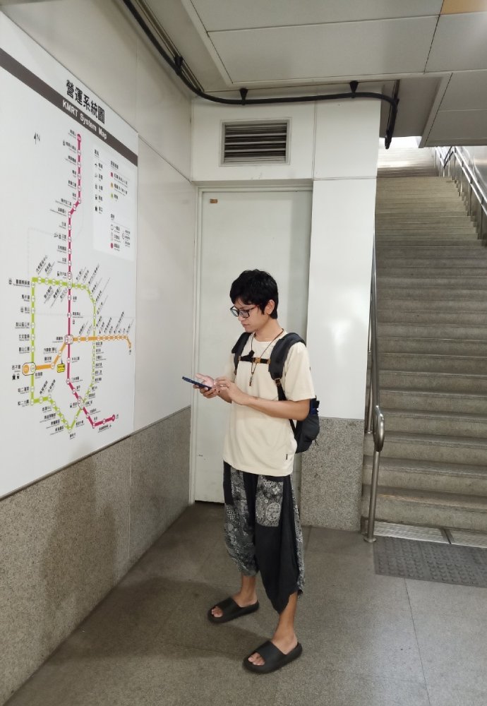 checking the map at MRT in Kaohsiung