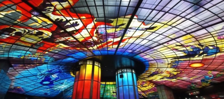 Stain-glass art at Formosa Boulevard MRT, Kaohsiung