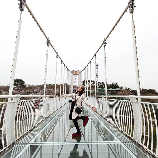 สะพานกระจก สำหรับขึ้นไปชมวิว ที่ Manhua Manor เฉิงตู