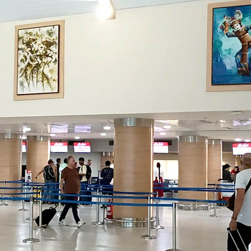 งานศิลปะที่สนามบินนานาชาติงูราห์ราย บาหลี อินโดนีเซีย Ngurah Rai International Airport, Bali, Indonesia