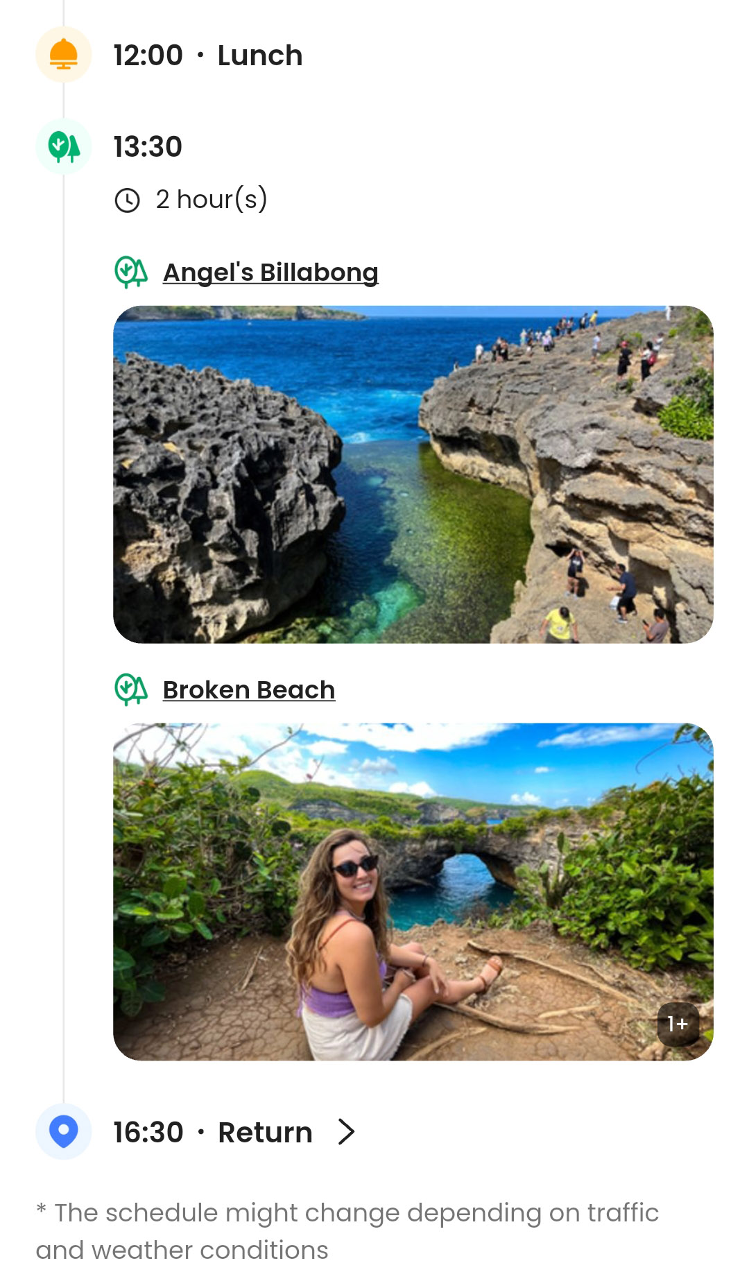 โปรแกรมการเดินทาง คร่าวๆ 1-Day Trip Nusa Penida