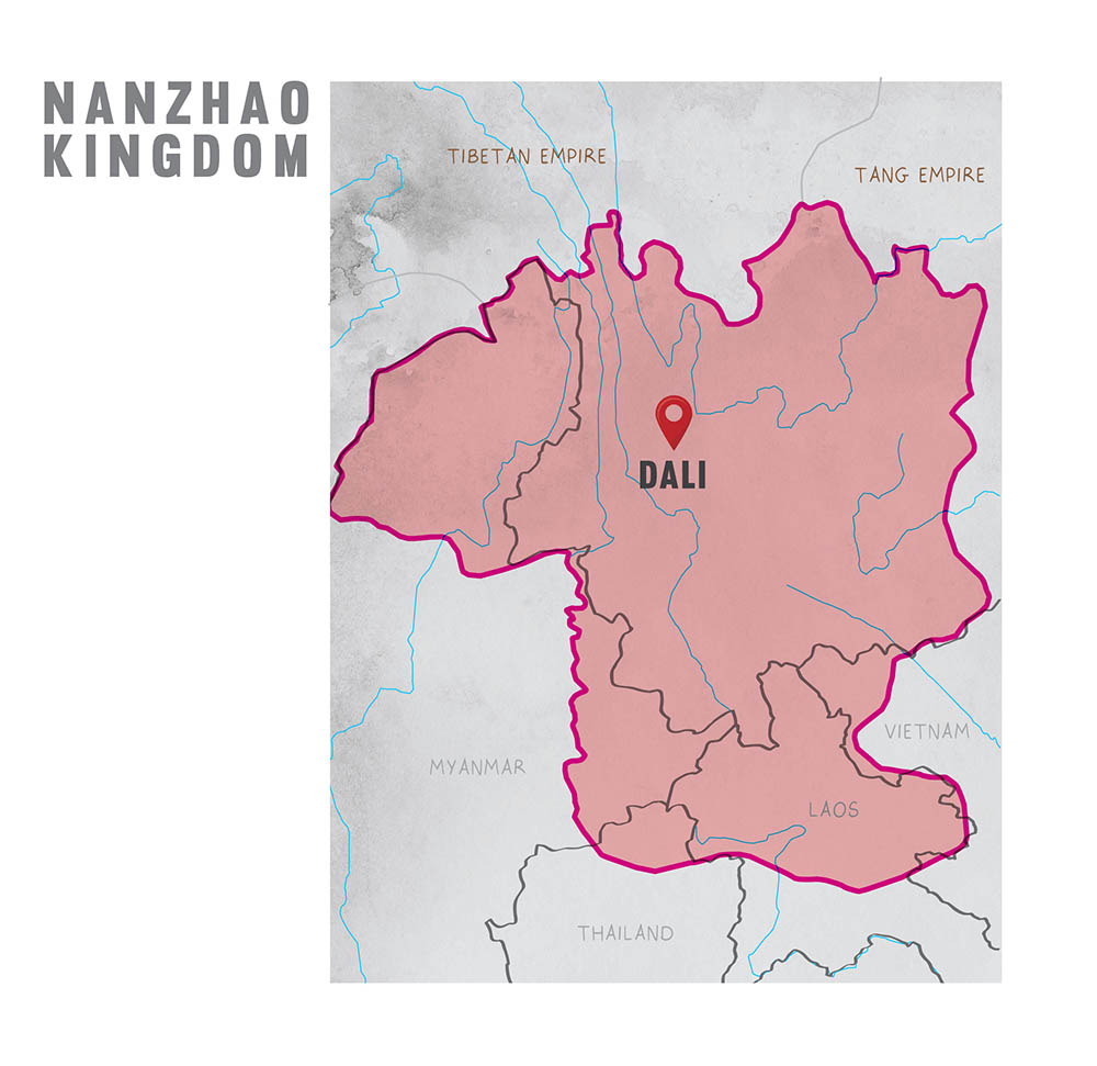 map of Nanzhao Kingdom แผนที่อาณาจักรน่านเจ้า