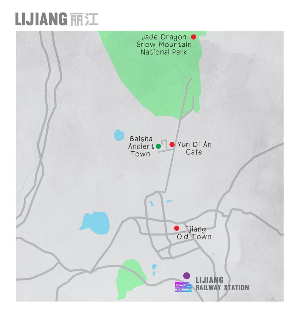 map of Lijiang, Yunnan province, China แผนที่ลี่เจียง มณฑลยูนนาน ประเทศจีน