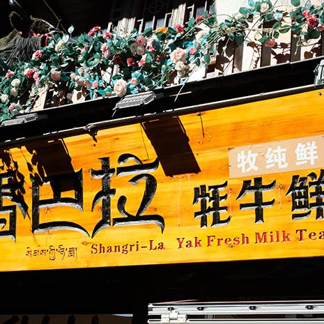 Yak milk tea shop at Shangri-la Dukezong Ancient town (north gate zone), Yunnan province, China ร้านชานมจามรีที่เมืองเก่าตู๋เค่อจง แชงกรีลา มณฑลยูนนาน ประเทศจีน