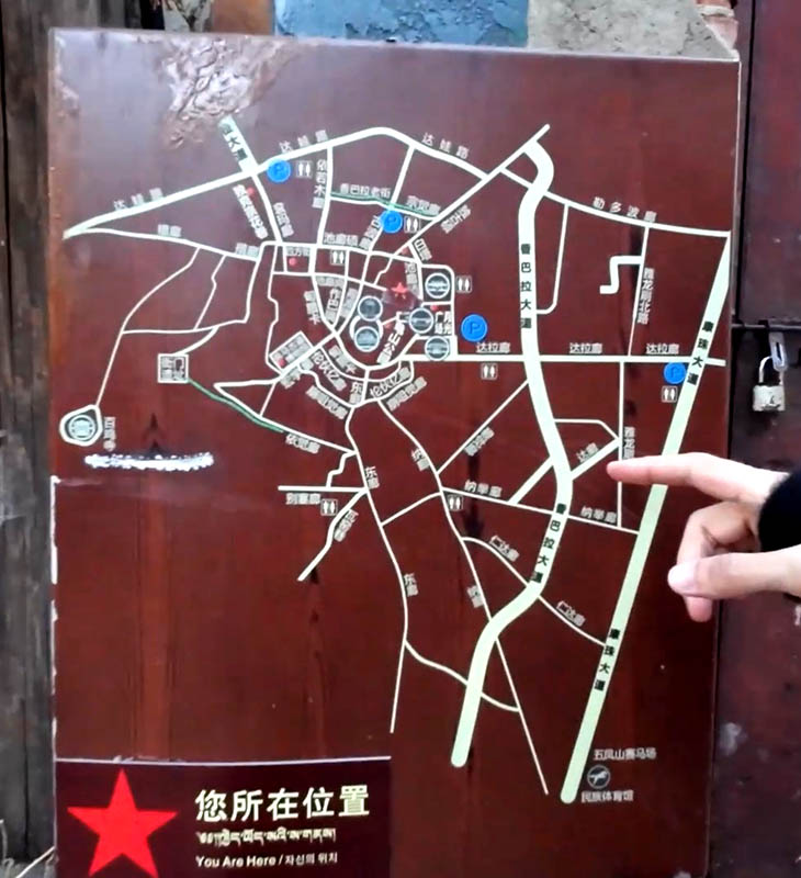 map of Shangri-la Dukezong Ancient town (north gate zone) แผนที่เมืองเก่าตู๋เค่อจง แชงกรีลา บริเวณประตูเมืองทิศเหนือ