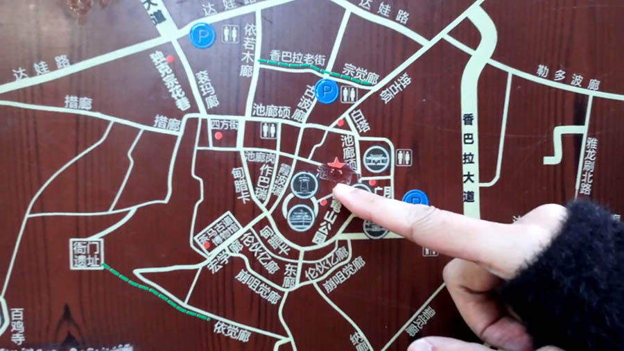 map of Shangri-la Dukezong Ancient town (north gate zone) แผนที่เมืองเก่าตู๋เค่อจง แชงกรีลา บริเวณประตูเมืองทิศเหนือ