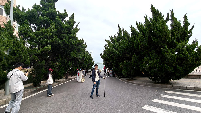 popular photogenic area by the sea, Xilingxia road area, Qingdao, Shandong province, China มุมถ่ายรูปยอดฮิต ริมทะเล ชิงเต่า ย่านถนน Xilingxia, มณฑลชานตง ประเทศจีน
